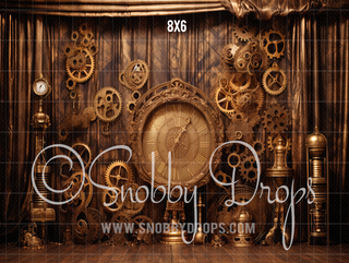 Steampunk Studio Fabric Backdrop-Fabric Photography Backdrop-Snobby Drops Fabric Backdrops for Photography, Exclusive Designs by Tara Mapes Photography, Enchanted Eye Creations by Tara Mapes, photography backgrounds, photography backdrops, fast shipping, US backdrops, cheap photography backdrops