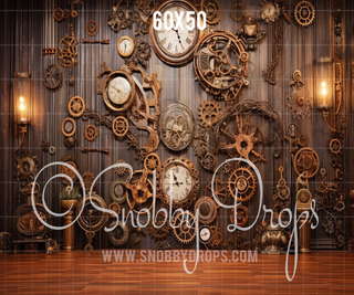 Steampunk Studio Fabric Backdrop-Fabric Photography Backdrop-Snobby Drops Fabric Backdrops for Photography, Exclusive Designs by Tara Mapes Photography, Enchanted Eye Creations by Tara Mapes, photography backgrounds, photography backdrops, fast shipping, US backdrops, cheap photography backdrops