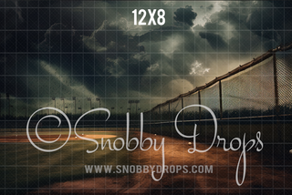 Stormy Baseball Field Sports Fabric Backdrop-Fabric Photography Backdrop-Snobby Drops Fabric Backdrops for Photography, Exclusive Designs by Tara Mapes Photography, Enchanted Eye Creations by Tara Mapes, photography backgrounds, photography backdrops, fast shipping, US backdrops, cheap photography backdrops