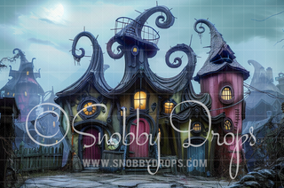 Strange Haunted House Fabric Backdrop-Fabric Photography Backdrop-Snobby Drops Fabric Backdrops for Photography, Exclusive Designs by Tara Mapes Photography, Enchanted Eye Creations by Tara Mapes, photography backgrounds, photography backdrops, fast shipping, US backdrops, cheap photography backdrops