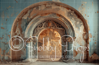 Stucco Ruins Arch Fabric Backdrop-Fabric Photography Backdrop-Snobby Drops Fabric Backdrops for Photography, Exclusive Designs by Tara Mapes Photography, Enchanted Eye Creations by Tara Mapes, photography backgrounds, photography backdrops, fast shipping, US backdrops, cheap photography backdrops