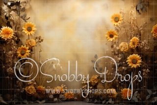 Sunflower Studiol Fabric Backdrop-Fabric Photography Backdrop-Snobby Drops Fabric Backdrops for Photography, Exclusive Designs by Tara Mapes Photography, Enchanted Eye Creations by Tara Mapes, photography backgrounds, photography backdrops, fast shipping, US backdrops, cheap photography backdrops