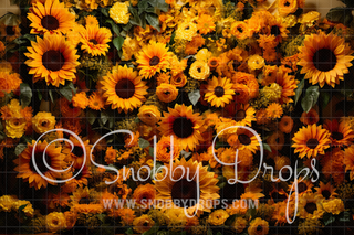 Sunflower Wall Fabric Backdrop-Fabric Photography Backdrop-Snobby Drops Fabric Backdrops for Photography, Exclusive Designs by Tara Mapes Photography, Enchanted Eye Creations by Tara Mapes, photography backgrounds, photography backdrops, fast shipping, US backdrops, cheap photography backdrops