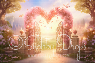 Sunny Floral Arch Valentine Fabric Backdrop-Fabric Photography Backdrop-Snobby Drops Fabric Backdrops for Photography, Exclusive Designs by Tara Mapes Photography, Enchanted Eye Creations by Tara Mapes, photography backgrounds, photography backdrops, fast shipping, US backdrops, cheap photography backdrops