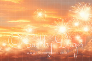 Sunset Fireworks Fabric Backdrop-Fabric Photography Backdrop-Snobby Drops Fabric Backdrops for Photography, Exclusive Designs by Tara Mapes Photography, Enchanted Eye Creations by Tara Mapes, photography backgrounds, photography backdrops, fast shipping, US backdrops, cheap photography backdrops