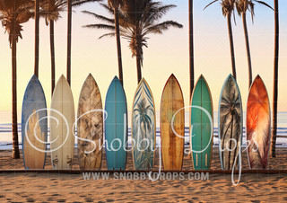 Surf Boards Fabric Backdrop-Fabric Photography Backdrop-Snobby Drops Fabric Backdrops for Photography, Exclusive Designs by Tara Mapes Photography, Enchanted Eye Creations by Tara Mapes, photography backgrounds, photography backdrops, fast shipping, US backdrops, cheap photography backdrops