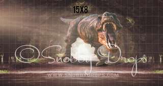 T-Rex Chase Fabric Backdrop-Fabric Photography Backdrop-Snobby Drops Fabric Backdrops for Photography, Exclusive Designs by Tara Mapes Photography, Enchanted Eye Creations by Tara Mapes, photography backgrounds, photography backdrops, fast shipping, US backdrops, cheap photography backdrops