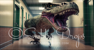 T-Rex School Chase Fabric Backdrop-Fabric Photography Backdrop-Snobby Drops Fabric Backdrops for Photography, Exclusive Designs by Tara Mapes Photography, Enchanted Eye Creations by Tara Mapes, photography backgrounds, photography backdrops, fast shipping, US backdrops, cheap photography backdrops