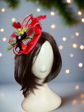 Tartan Plaid Bow Satin Christmas Fascinator-Accessories-Snobby Drops Fabric Backdrops for Photography, Exclusive Designs by Tara Mapes Photography, Enchanted Eye Creations by Tara Mapes, photography backgrounds, photography backdrops, fast shipping, US backdrops, cheap photography backdrops