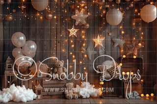 Teddy Bears and Lights Fabric Photography Backdrop-Fabric Photography Backdrop-Snobby Drops Fabric Backdrops for Photography, Exclusive Designs by Tara Mapes Photography, Enchanted Eye Creations by Tara Mapes, photography backgrounds, photography backdrops, fast shipping, US backdrops, cheap photography backdrops