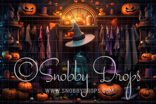 The Cozy Coven Witch Closet Halloween Fabric Backdrop-Fabric Photography Backdrop-Snobby Drops Fabric Backdrops for Photography, Exclusive Designs by Tara Mapes Photography, Enchanted Eye Creations by Tara Mapes, photography backgrounds, photography backdrops, fast shipping, US backdrops, cheap photography backdrops