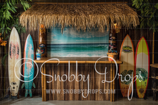 Tiki Bar Fabric Backdrop-Fabric Photography Backdrop-Snobby Drops Fabric Backdrops for Photography, Exclusive Designs by Tara Mapes Photography, Enchanted Eye Creations by Tara Mapes, photography backgrounds, photography backdrops, fast shipping, US backdrops, cheap photography backdrops