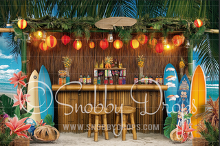 Tiki Hut Surf Bar Landscape Fabric Backdrop-Fabric Photography Backdrop-Snobby Drops Fabric Backdrops for Photography, Exclusive Designs by Tara Mapes Photography, Enchanted Eye Creations by Tara Mapes, photography backgrounds, photography backdrops, fast shipping, US backdrops, cheap photography backdrops