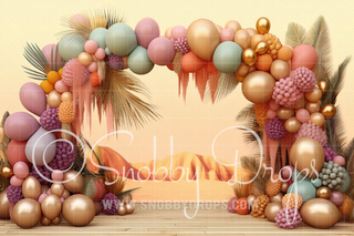 Tropical Balloon Arch Cake Smash Backdrop-Fabric Photography Backdrop-Snobby Drops Fabric Backdrops for Photography, Exclusive Designs by Tara Mapes Photography, Enchanted Eye Creations by Tara Mapes, photography backgrounds, photography backdrops, fast shipping, US backdrops, cheap photography backdrops