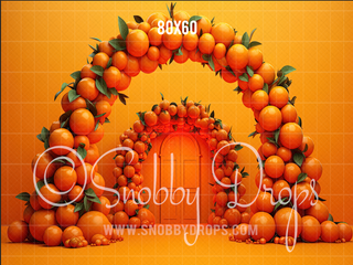 Tropical Orange Arch Fabric Backdrop-Fabric Photography Backdrop-Snobby Drops Fabric Backdrops for Photography, Exclusive Designs by Tara Mapes Photography, Enchanted Eye Creations by Tara Mapes, photography backgrounds, photography backdrops, fast shipping, US backdrops, cheap photography backdrops