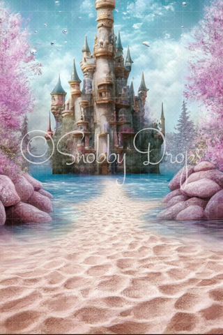 Underwater Mermaid Castle Fabric Backdrop Sweep-Fabric Photography Sweep-Snobby Drops Fabric Backdrops for Photography, Exclusive Designs by Tara Mapes Photography, Enchanted Eye Creations by Tara Mapes, photography backgrounds, photography backdrops, fast shipping, US backdrops, cheap photography backdrops