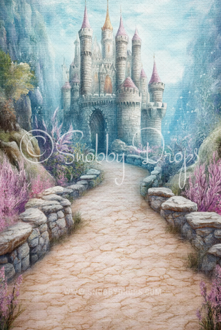 Underwater Mermaid Castle Fabric Backdrop Sweep-Fabric Photography Sweep-Snobby Drops Fabric Backdrops for Photography, Exclusive Designs by Tara Mapes Photography, Enchanted Eye Creations by Tara Mapes, photography backgrounds, photography backdrops, fast shipping, US backdrops, cheap photography backdrops