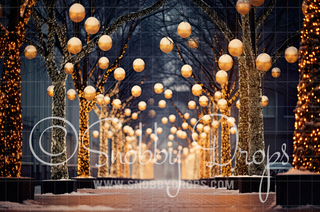 Urban Christmas in the City Fabric Backdrop-Fabric Photography Backdrop-Snobby Drops Fabric Backdrops for Photography, Exclusive Designs by Tara Mapes Photography, Enchanted Eye Creations by Tara Mapes, photography backgrounds, photography backdrops, fast shipping, US backdrops, cheap photography backdrops