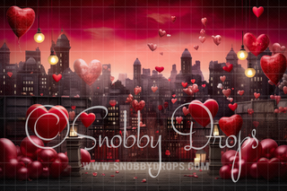 Urban Hearts City Valentine Fabric Backdrop-Fabric Photography Backdrop-Snobby Drops Fabric Backdrops for Photography, Exclusive Designs by Tara Mapes Photography, Enchanted Eye Creations by Tara Mapes, photography backgrounds, photography backdrops, fast shipping, US backdrops, cheap photography backdrops