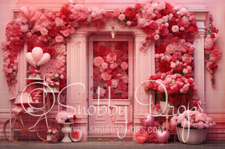 Valentine Flower Shop Fabric Backdrop-Fabric Photography Backdrop-Snobby Drops Fabric Backdrops for Photography, Exclusive Designs by Tara Mapes Photography, Enchanted Eye Creations by Tara Mapes, photography backgrounds, photography backdrops, fast shipping, US backdrops, cheap photography backdrops