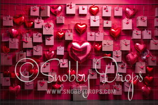 Valentine Gift and Balloon Wall Fabric Backdrop-Fabric Photography Backdrop-Snobby Drops Fabric Backdrops for Photography, Exclusive Designs by Tara Mapes Photography, Enchanted Eye Creations by Tara Mapes, photography backgrounds, photography backdrops, fast shipping, US backdrops, cheap photography backdrops