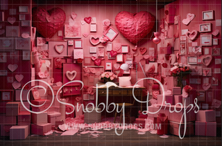 Valentine Mail Room Fabric Backdrop-Fabric Photography Backdrop-Snobby Drops Fabric Backdrops for Photography, Exclusive Designs by Tara Mapes Photography, Enchanted Eye Creations by Tara Mapes, photography backgrounds, photography backdrops, fast shipping, US backdrops, cheap photography backdrops