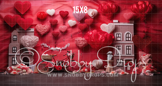 Valentine Paper Hearts Studio Themed Fabric Backdrop-Fabric Photography Backdrop-Snobby Drops Fabric Backdrops for Photography, Exclusive Designs by Tara Mapes Photography, Enchanted Eye Creations by Tara Mapes, photography backgrounds, photography backdrops, fast shipping, US backdrops, cheap photography backdrops