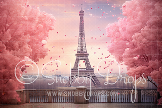 Valentine Paris in Pink with Eiffel Tower Valentine Fabric Backdrop-Fabric Photography Backdrop-Snobby Drops Fabric Backdrops for Photography, Exclusive Designs by Tara Mapes Photography, Enchanted Eye Creations by Tara Mapes, photography backgrounds, photography backdrops, fast shipping, US backdrops, cheap photography backdrops