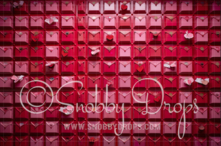 Valentine Post Office Boxes Fabric Backdrop-Fabric Photography Backdrop-Snobby Drops Fabric Backdrops for Photography, Exclusive Designs by Tara Mapes Photography, Enchanted Eye Creations by Tara Mapes, photography backgrounds, photography backdrops, fast shipping, US backdrops, cheap photography backdrops