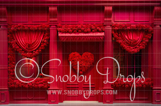Valentine Shop Storefront Fabric Backdrop-Fabric Photography Backdrop-Snobby Drops Fabric Backdrops for Photography, Exclusive Designs by Tara Mapes Photography, Enchanted Eye Creations by Tara Mapes, photography backgrounds, photography backdrops, fast shipping, US backdrops, cheap photography backdrops