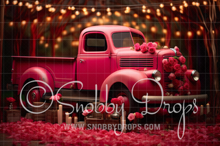 Valentine Truck Fabric Backdrop-Fabric Photography Backdrop-Snobby Drops Fabric Backdrops for Photography, Exclusive Designs by Tara Mapes Photography, Enchanted Eye Creations by Tara Mapes, photography backgrounds, photography backdrops, fast shipping, US backdrops, cheap photography backdrops