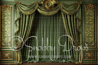 Victorian Room with Olive Curtains Fabric Backdrop-Fabric Photography Backdrop-Snobby Drops Fabric Backdrops for Photography, Exclusive Designs by Tara Mapes Photography, Enchanted Eye Creations by Tara Mapes, photography backgrounds, photography backdrops, fast shipping, US backdrops, cheap photography backdrops
