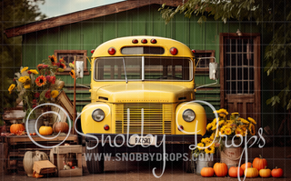 Vintage Back to School Bus Fabric Backdrop-Fabric Photography Backdrop-Snobby Drops Fabric Backdrops for Photography, Exclusive Designs by Tara Mapes Photography, Enchanted Eye Creations by Tara Mapes, photography backgrounds, photography backdrops, fast shipping, US backdrops, cheap photography backdrops