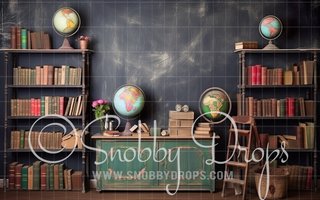 Vintage Back to School Classroom Fabric Backdrop-Fabric Photography Backdrop-Snobby Drops Fabric Backdrops for Photography, Exclusive Designs by Tara Mapes Photography, Enchanted Eye Creations by Tara Mapes, photography backgrounds, photography backdrops, fast shipping, US backdrops, cheap photography backdrops