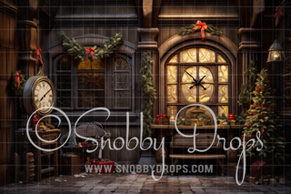 Vintage Christmas Room Fabric Backdrop-Fabric Photography Backdrop-Snobby Drops Fabric Backdrops for Photography, Exclusive Designs by Tara Mapes Photography, Enchanted Eye Creations by Tara Mapes, photography backgrounds, photography backdrops, fast shipping, US backdrops, cheap photography backdrops