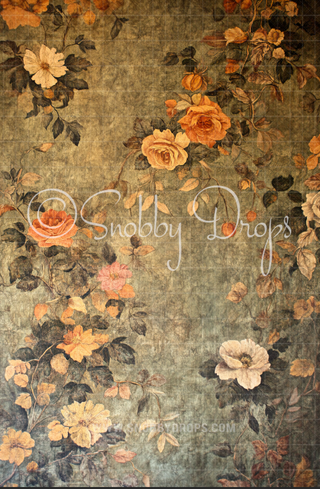 Vintage Flowers Fine Art Fabric Backdrop Sweep-Fabric Photography Sweep-Snobby Drops Fabric Backdrops for Photography, Exclusive Designs by Tara Mapes Photography, Enchanted Eye Creations by Tara Mapes, photography backgrounds, photography backdrops, fast shipping, US backdrops, cheap photography backdrops