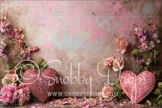 Vintage Hearts Fine Art Valentine Fabric Backdrop-Fabric Photography Backdrop-Snobby Drops Fabric Backdrops for Photography, Exclusive Designs by Tara Mapes Photography, Enchanted Eye Creations by Tara Mapes, photography backgrounds, photography backdrops, fast shipping, US backdrops, cheap photography backdrops