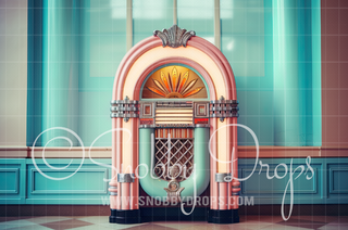 Vintage Jukebox Fabric Backdrop-Fabric Photography Backdrop-Snobby Drops Fabric Backdrops for Photography, Exclusive Designs by Tara Mapes Photography, Enchanted Eye Creations by Tara Mapes, photography backgrounds, photography backdrops, fast shipping, US backdrops, cheap photography backdrops