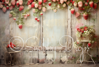 Vintage Strawberry Wall Fabric Backdrop-Fabric Photography Backdrop-Snobby Drops Fabric Backdrops for Photography, Exclusive Designs by Tara Mapes Photography, Enchanted Eye Creations by Tara Mapes, photography backgrounds, photography backdrops, fast shipping, US backdrops, cheap photography backdrops