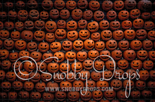 Wall of Jack-O-Lanterns Halloween Fabric Backdrop-Fabric Photography Backdrop-Snobby Drops Fabric Backdrops for Photography, Exclusive Designs by Tara Mapes Photography, Enchanted Eye Creations by Tara Mapes, photography backgrounds, photography backdrops, fast shipping, US backdrops, cheap photography backdrops