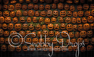 Wall of Pumpkins Halloween Fabric Backdrop-Fabric Photography Backdrop-Snobby Drops Fabric Backdrops for Photography, Exclusive Designs by Tara Mapes Photography, Enchanted Eye Creations by Tara Mapes, photography backgrounds, photography backdrops, fast shipping, US backdrops, cheap photography backdrops