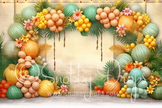 Warm Hawaiian Tropical Balloon Arch Cake Smash Backdrop-Fabric Photography Backdrop-Snobby Drops Fabric Backdrops for Photography, Exclusive Designs by Tara Mapes Photography, Enchanted Eye Creations by Tara Mapes, photography backgrounds, photography backdrops, fast shipping, US backdrops, cheap photography backdrops