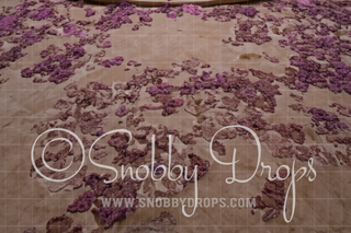 Warm Marble with Purple Flowers Fabric Floor-Fabric Floor-Snobby Drops Fabric Backdrops for Photography, Exclusive Designs by Tara Mapes Photography, Enchanted Eye Creations by Tara Mapes, photography backgrounds, photography backdrops, fast shipping, US backdrops, cheap photography backdrops