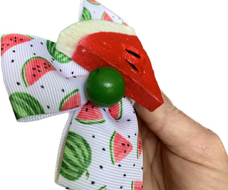 Watermelon Bow Clips-Accessories-Snobby Drops Fabric Backdrops for Photography, Exclusive Designs by Tara Mapes Photography, Enchanted Eye Creations by Tara Mapes, photography backgrounds, photography backdrops, fast shipping, US backdrops, cheap photography backdrops