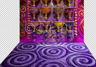 Whimsical Candy Dispensers Factory Fabric Backdrop-Fabric Photography Backdrop-Snobby Drops Fabric Backdrops for Photography, Exclusive Designs by Tara Mapes Photography, Enchanted Eye Creations by Tara Mapes, photography backgrounds, photography backdrops, fast shipping, US backdrops, cheap photography backdrops