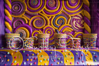 Whimsical Candy Wall Factory Fabric Backdrop-Fabric Photography Backdrop-Snobby Drops Fabric Backdrops for Photography, Exclusive Designs by Tara Mapes Photography, Enchanted Eye Creations by Tara Mapes, photography backgrounds, photography backdrops, fast shipping, US backdrops, cheap photography backdrops