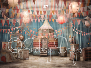 Whimsical Pastel Glow Circus Tent Fabric Backdrop-Fabric Photography Backdrop-Snobby Drops Fabric Backdrops for Photography, Exclusive Designs by Tara Mapes Photography, Enchanted Eye Creations by Tara Mapes, photography backgrounds, photography backdrops, fast shipping, US backdrops, cheap photography backdrops