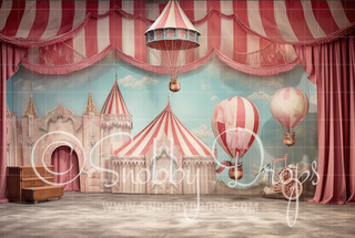 Whimsical Pastel Vintage Circus Tent Fabric Backdrop-Fabric Photography Backdrop-Snobby Drops Fabric Backdrops for Photography, Exclusive Designs by Tara Mapes Photography, Enchanted Eye Creations by Tara Mapes, photography backgrounds, photography backdrops, fast shipping, US backdrops, cheap photography backdrops