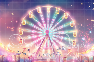Whimsical Pastel Ferris Wheel with Lights Fabric Backdrop-Fabric Photography Backdrop-Snobby Drops Fabric Backdrops for Photography, Exclusive Designs by Tara Mapes Photography, Enchanted Eye Creations by Tara Mapes, photography backgrounds, photography backdrops, fast shipping, US backdrops, cheap photography backdrops