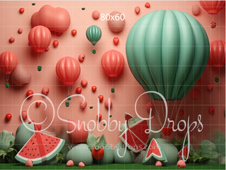 Whimsical Watermelons Balloons Cake Smash Backdrop-Fabric Photography Backdrop-Snobby Drops Fabric Backdrops for Photography, Exclusive Designs by Tara Mapes Photography, Enchanted Eye Creations by Tara Mapes, photography backgrounds, photography backdrops, fast shipping, US backdrops, cheap photography backdrops